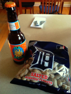 Photo of Oberon Beer bottle and bag of Peanuts